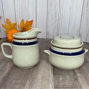 Vintage Chateau Sugar & Creamer Stoneware Contemporary Hand Painted